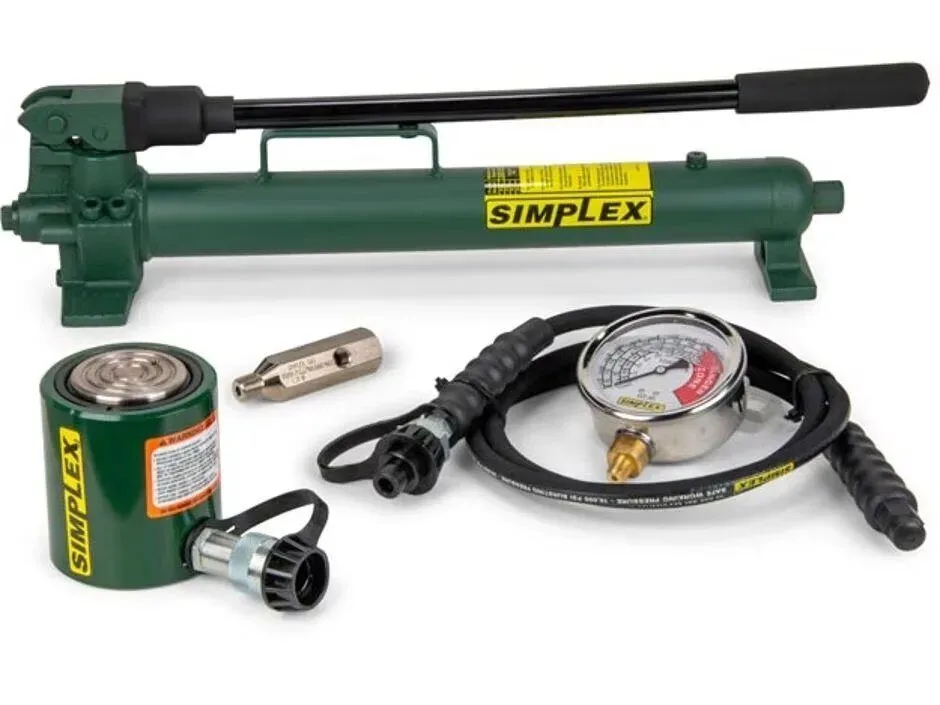 ST302HCA, 30 Ton, 2.5 in Stroke, Center Hole Hydraulic Cylinder and Steel Hand Pump Set